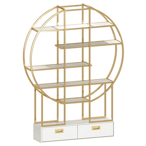 現代簡約玫瑰金不鏽鋼書架_高端不鏽鋼書架定製