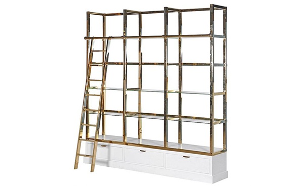 輕奢（shē）鈦（tài）金多層不鏽（xiù）鋼書櫃書架_不鏽鋼書架製品定製