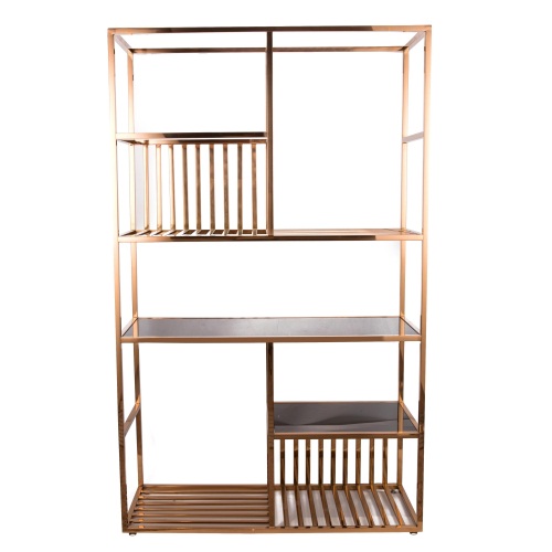 現代金屬玫瑰金不（bú）鏽鋼書（shū）架_不鏽鋼書（shū）架生產廠家