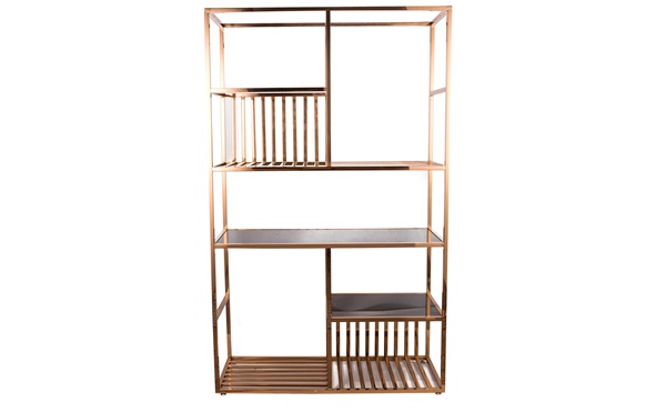 現（xiàn）代金屬玫瑰金不鏽鋼書（shū）架_不鏽鋼書架生產廠家