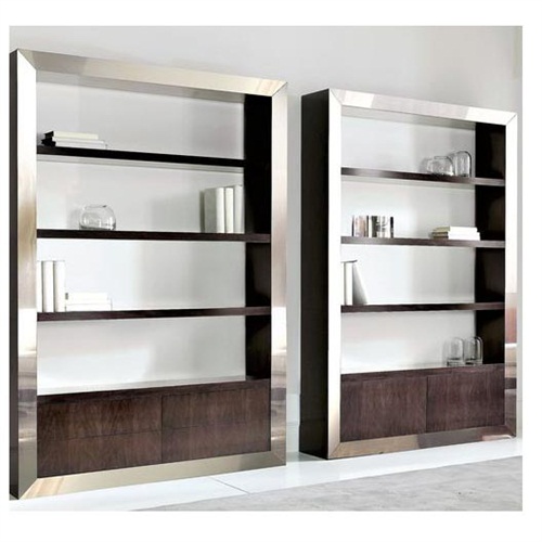 後（hòu）現代簡約（yuē）創意（yì）不鏽鋼書櫃（guì）多層_不（bú）鏽（xiù）鋼書櫃工廠生產