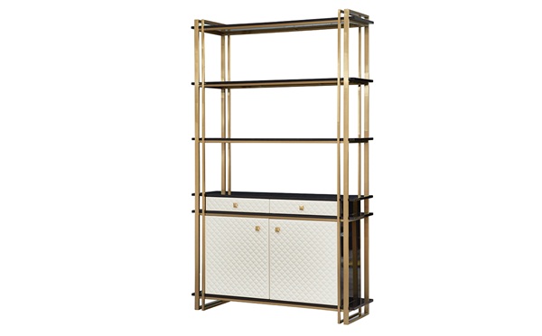 後現代輕奢不鏽鋼鈦金拉絲（sī）書架_不鏽（xiù）鋼書架（jià）生產加工廠