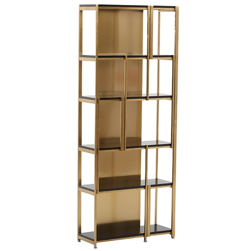 現代輕奢香檳（bīn）金不鏽鋼書架_不鏽鋼（gāng）書架書櫃金（jīn）屬製品