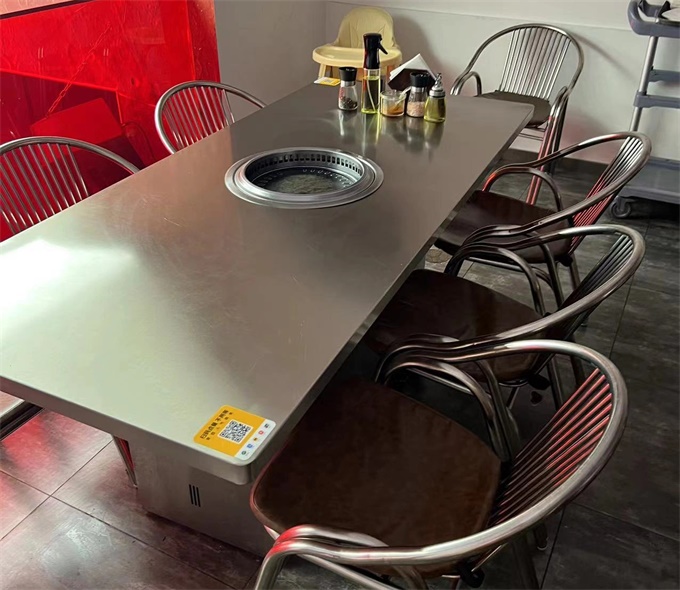 6人位韓式自助無（wú）煙燒烤桌不鏽鋼炭火烤肉桌子