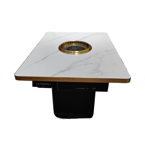 木炭無煙自助燒烤桌_大理石無煙炭烤烤（kǎo）肉桌（zhuō）