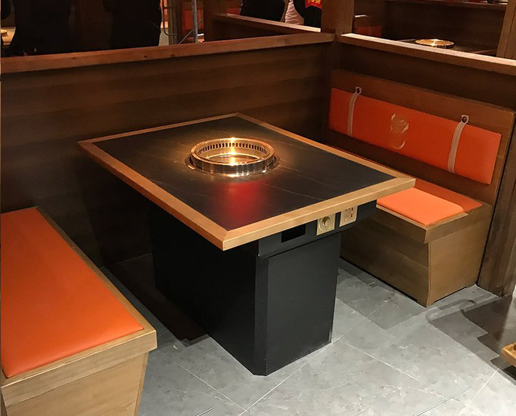 韓式烤肉店（diàn）無煙淨化岩板炭火烤肉桌