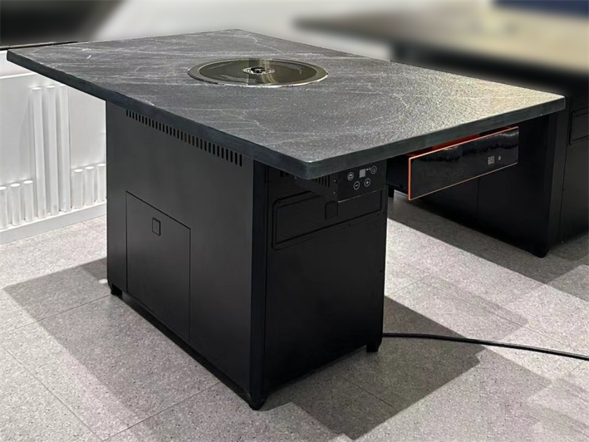 火燒石韓式無煙燒（shāo）烤桌_自助無煙淨化烤肉桌