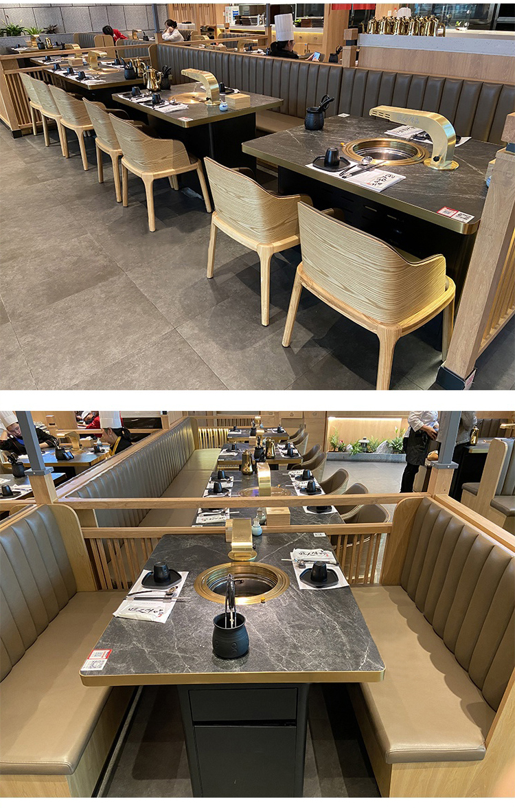 韓式烤肉店（diàn）岩板節能無煙燒（shāo）烤桌子