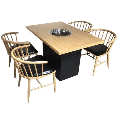 實木火鍋專（zhuān）用電磁爐桌_現代實木火鍋桌