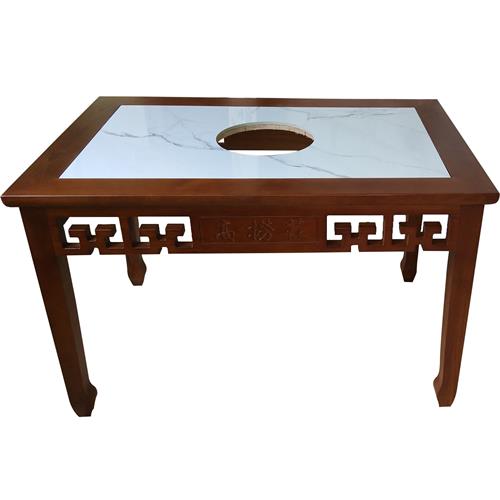 實木鑲（xiāng）嵌大理石電磁爐老火鍋桌（zhuō）_帶抽屜火（huǒ）鍋實木餐桌