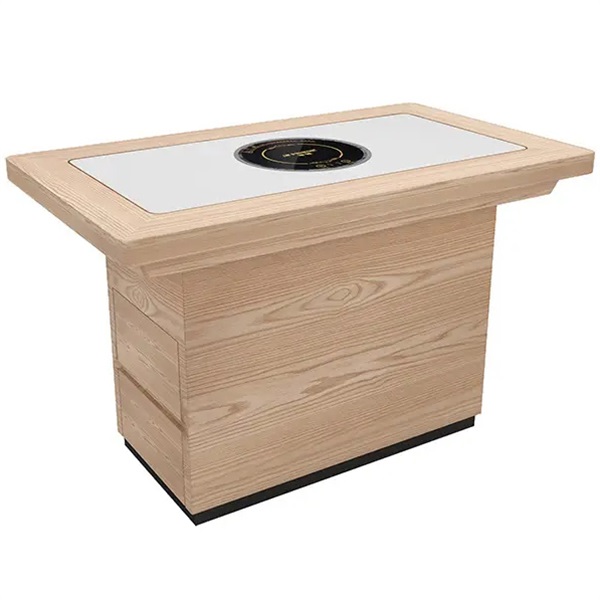 火鍋店（diàn）實木鑲嵌大理石台麵（miàn）火鍋桌