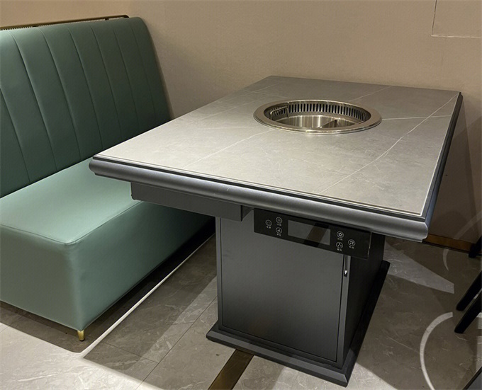 新款智能無煙淨化火鍋桌椅_大理石岩板無（wú）煙寶火鍋桌（zhuō）