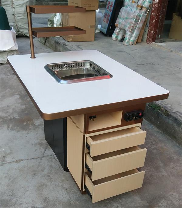 2019海底撈（lāo）同款不鏽（xiù）鋼封邊大理石台麵無煙（yān）火鍋桌子