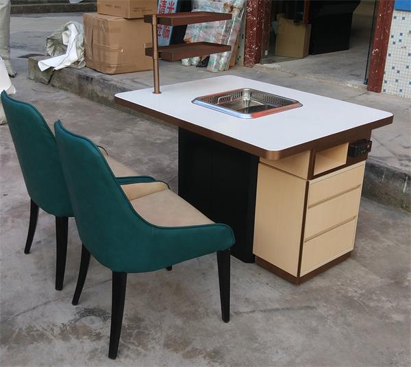 2019海底撈同款不鏽（xiù）鋼封邊大理石（shí）台麵無煙火鍋（guō）桌子