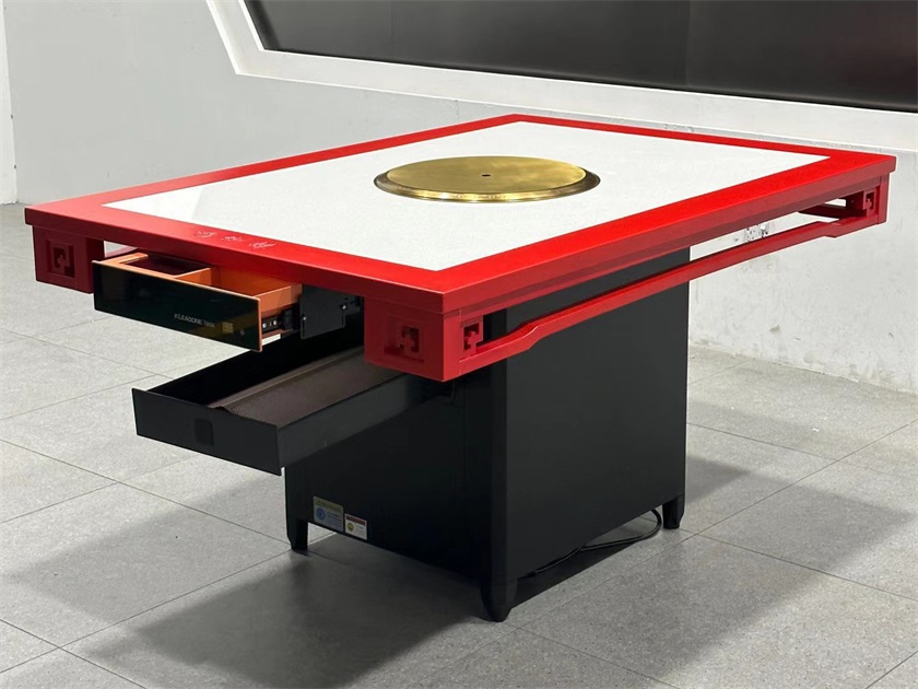 中（zhōng）式複古實木（mù）封邊大理石無煙淨（jìng）化火鍋桌