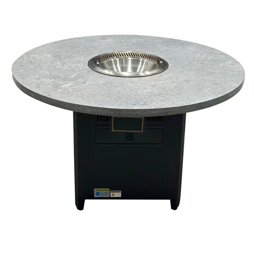 火鍋店包廂圓形大理石無煙自淨化火鍋桌