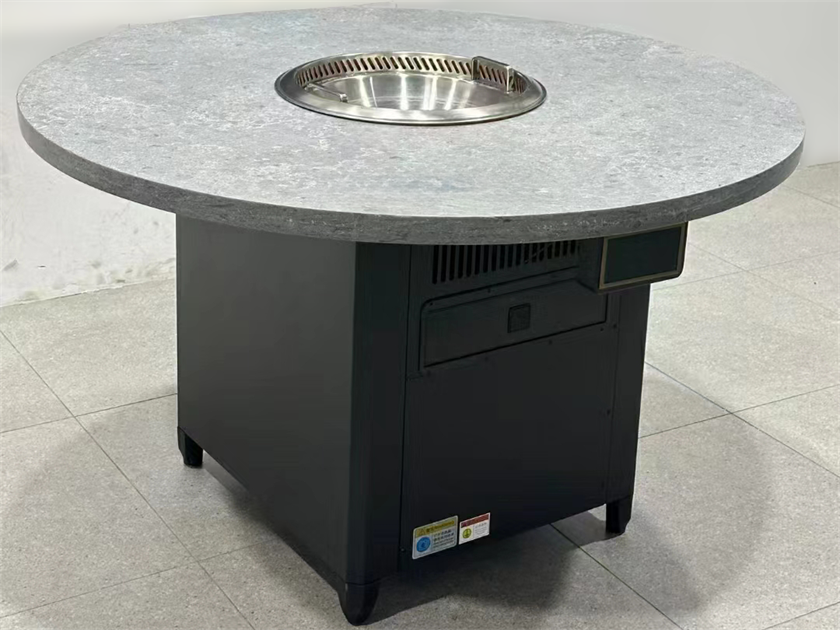 火鍋店包廂圓形大理石無煙自淨化火鍋桌