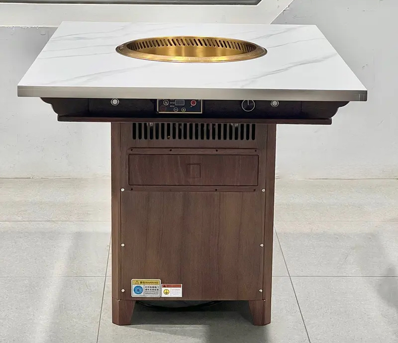 火鍋店岩板桌麵無煙自淨化火鍋桌