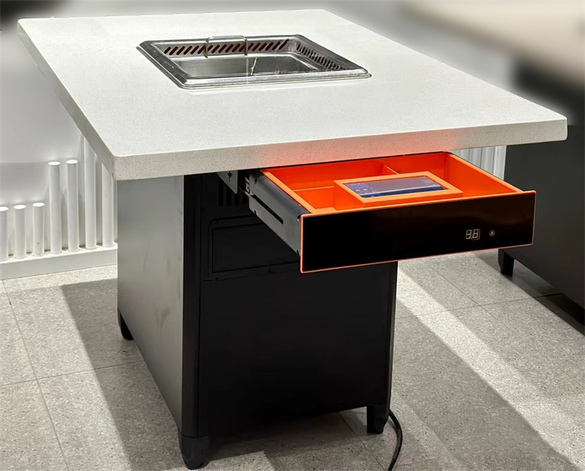 火鍋店大理石台麵智能無煙（yān）自淨化火鍋桌 