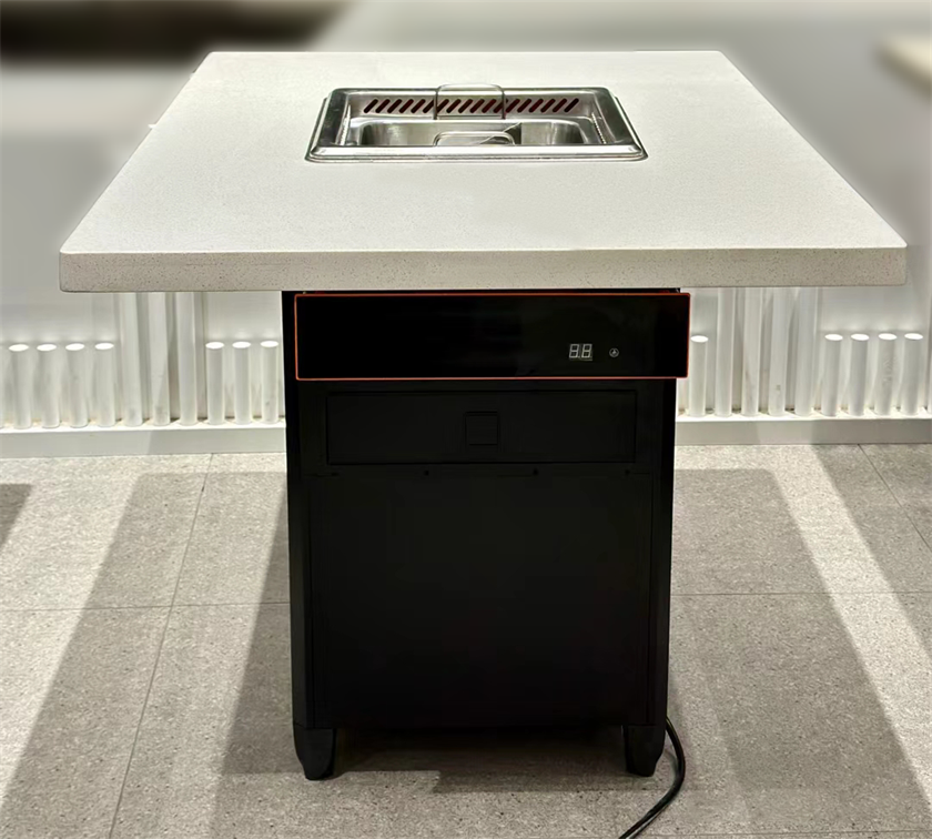 火鍋店大理石台麵智（zhì）能無煙自淨化火鍋桌 