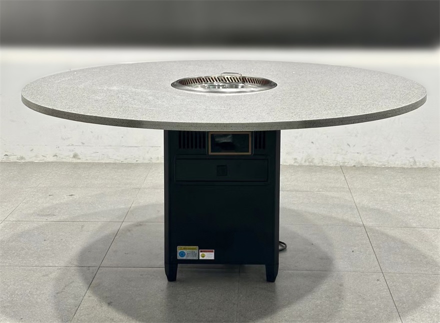 大理石電磁爐下沉（chén）式圓形無煙火鍋桌