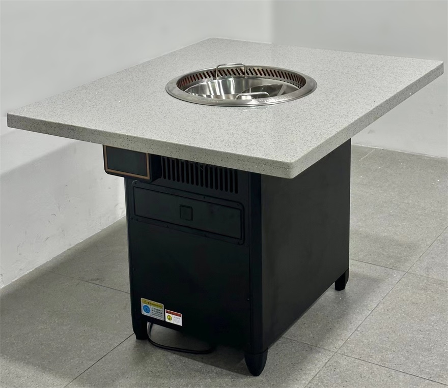 火鍋店智能無（wú）煙淨化（huà）方形大理（lǐ）石火鍋桌