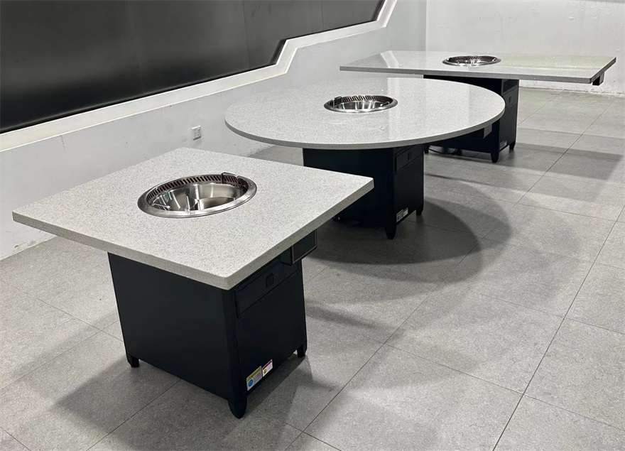 火鍋店智能無煙淨化方形大理石火（huǒ）鍋桌