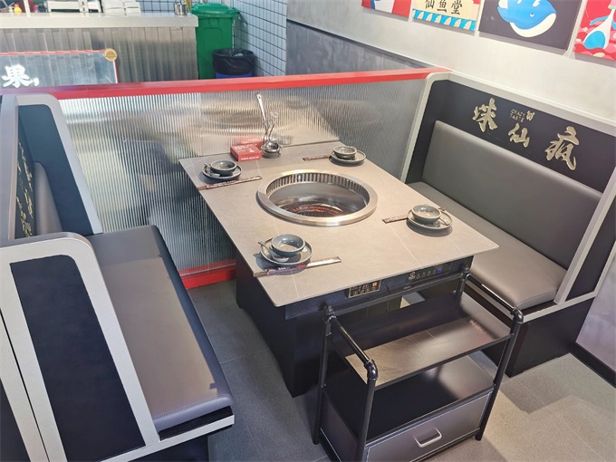 岩板台麵智能無煙淨化火鍋餐桌