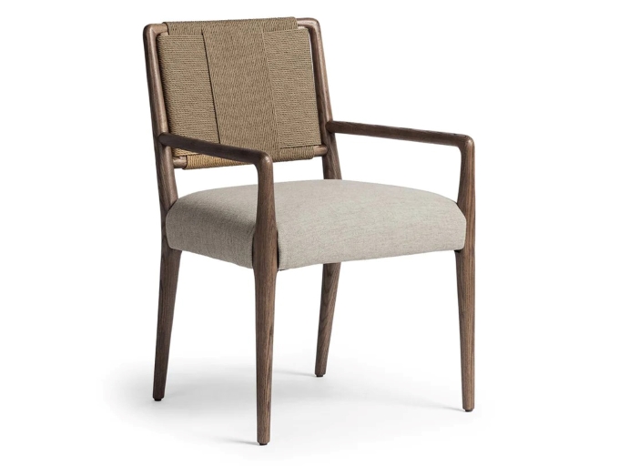 西餐（cān）廳實木麻繩靠（kào）背軟包座墊餐椅