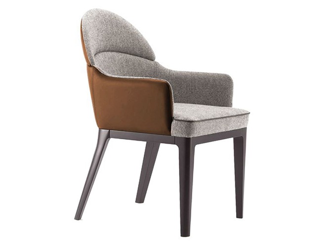 西餐（cān）廳時尚實木休（xiū）閑絨布扶手椅子