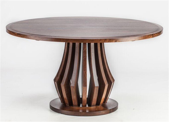 簡約現（xiàn）代餐（cān）廳圓形西式餐桌_西餐（cān）廳創意全實木桌子