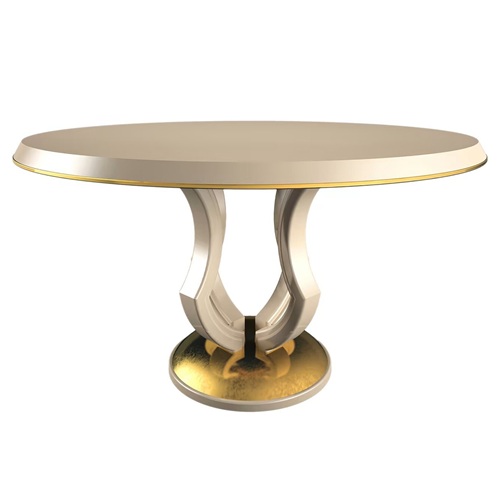 西餐廳歐式亮（liàng）光實木簡約圓（yuán）形桌（zhuō）