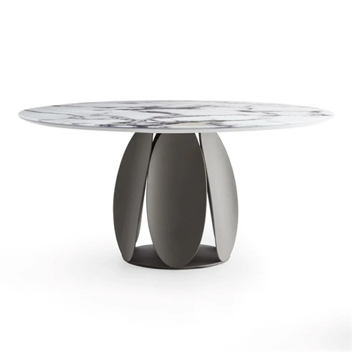 時（shí）尚西餐廳不鏽鋼岩板圓（yuán）桌子（zǐ）