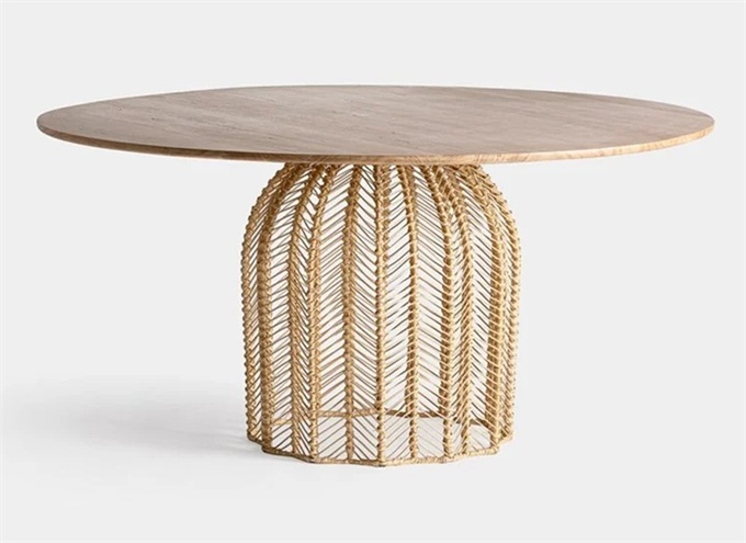 西餐廳田園風創（chuàng）意藤編實木餐桌