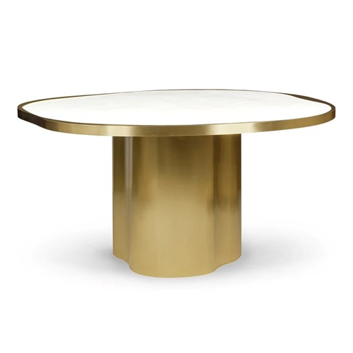 西餐廳輕奢鈦金（jīn）不鏽鋼時尚餐桌