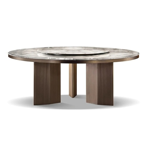 西餐廳後現代輕奢帶轉盤大理石（shí）桌子