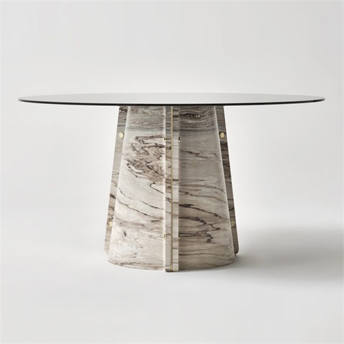 西餐廳北歐風岩板時尚圓形（xíng）桌子（zǐ）