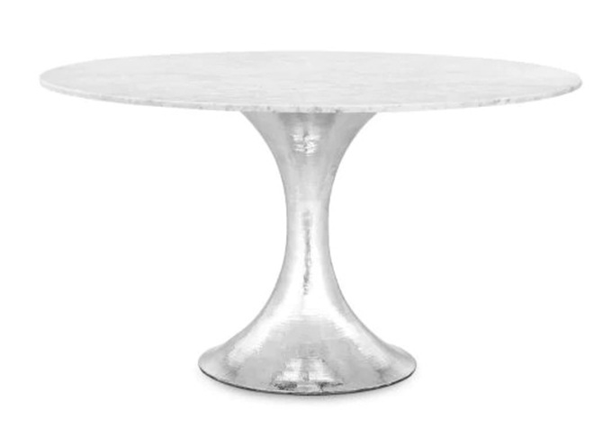 英式西餐廳不鏽鋼喇叭腿大理石桌子