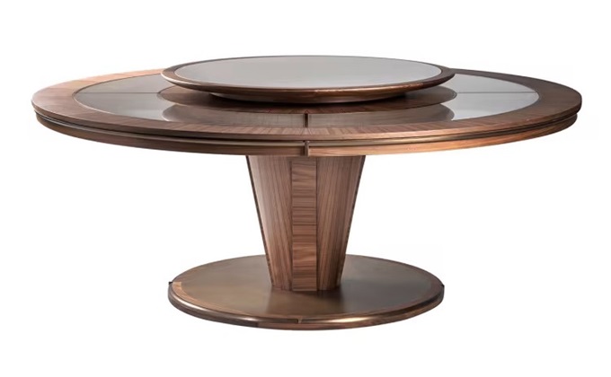 高檔西餐廳（tīng）時尚輕奢實木圓餐桌