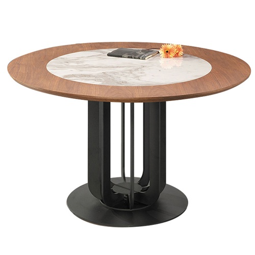 現代金屬腳簡約實（shí）木大（dà）理石西餐桌