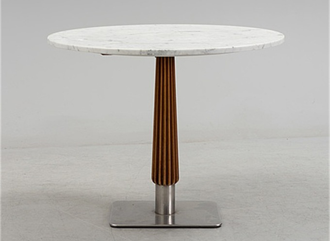 西餐廳簡約清新不鏽鋼大理石餐桌