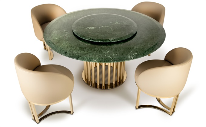 不鏽鋼桌（zhuō）腳天然大理石台麵高端西餐桌