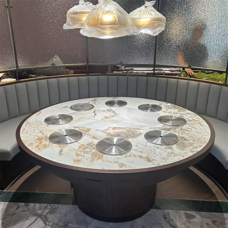 自助火（huǒ）锅店圆形一人一锅（guō）无烟净化小（xiǎo）火锅（guō）桌