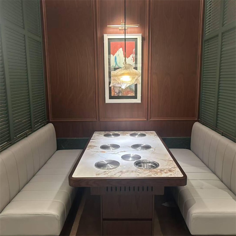 火锅店6人位一（yī）人一锅无烟（yān）净化小（xiǎo）火锅桌