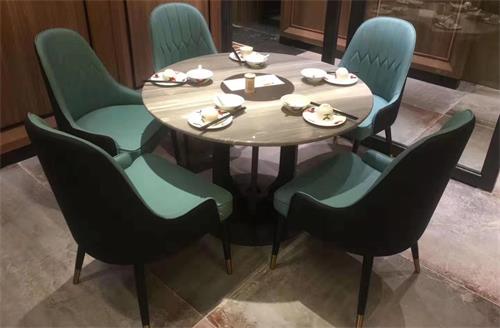 酒樓會所包房高檔大（dà）理石圓形餐桌椅