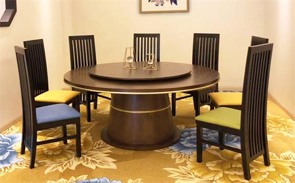 客家菜包廂（xiāng）大（dà）圓桌_粵菜（cài）館12人時尚實木圓桌（zhuō）