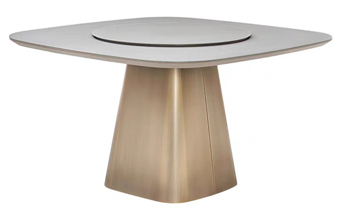 私房菜包（bāo）間不鏽鋼（gāng）輕奢帶轉（zhuǎn）盤餐桌