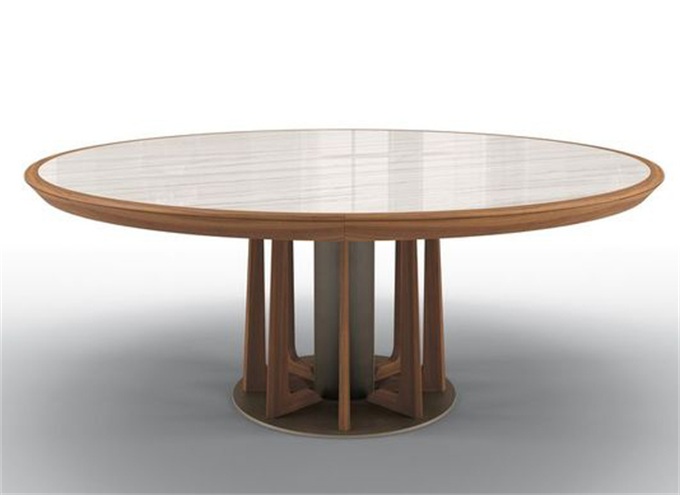 酒樓包房簡約新中式實木岩石餐桌