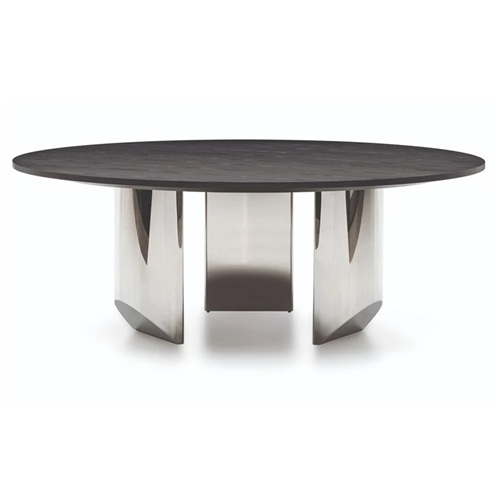 酒樓餐廳意式創（chuàng）意不鏽鋼實木餐桌