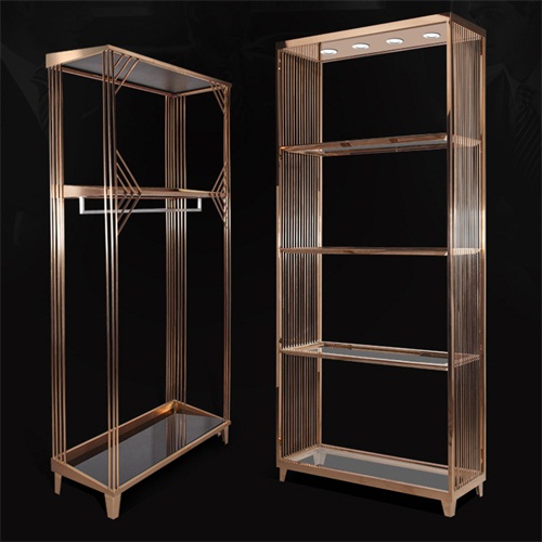 現代簡約玫瑰（guī）金拉絲（sī）展示櫃_不鏽鋼櫃台展（zhǎn）示櫃廠家